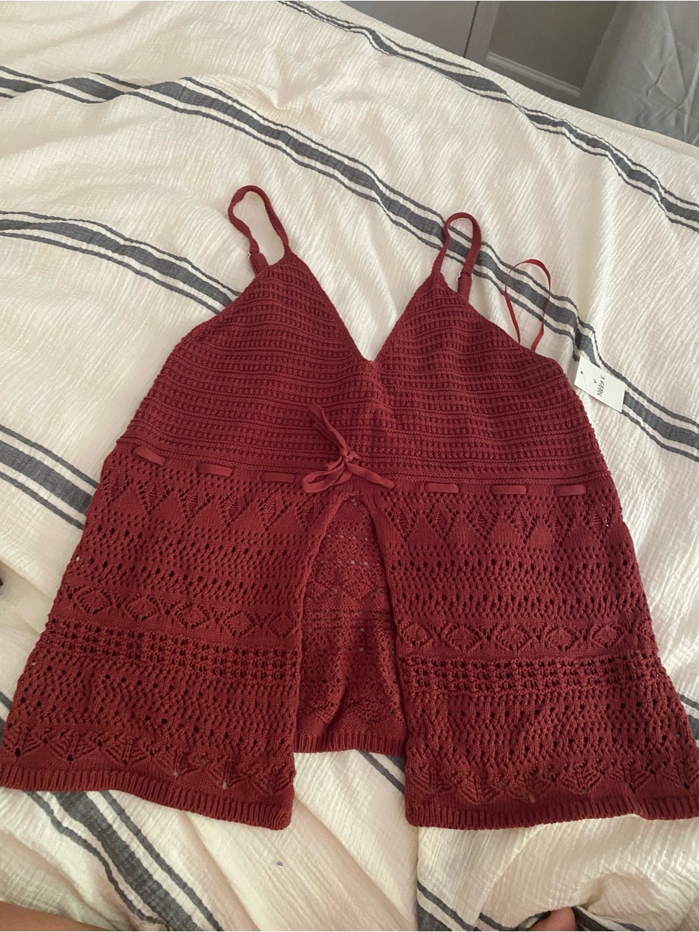 Burgandy Crochet V-neck Tank 25